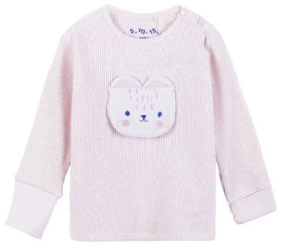 5.10.15 Cat Face Thermal Full Sleeves Baby Pink Shirt 13745