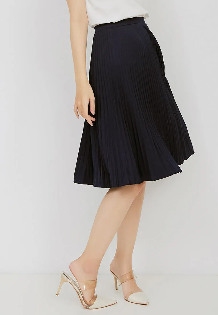Basic Pleated Skirt Navy