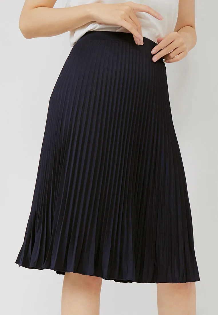 Basic Pleated Skirt Navy