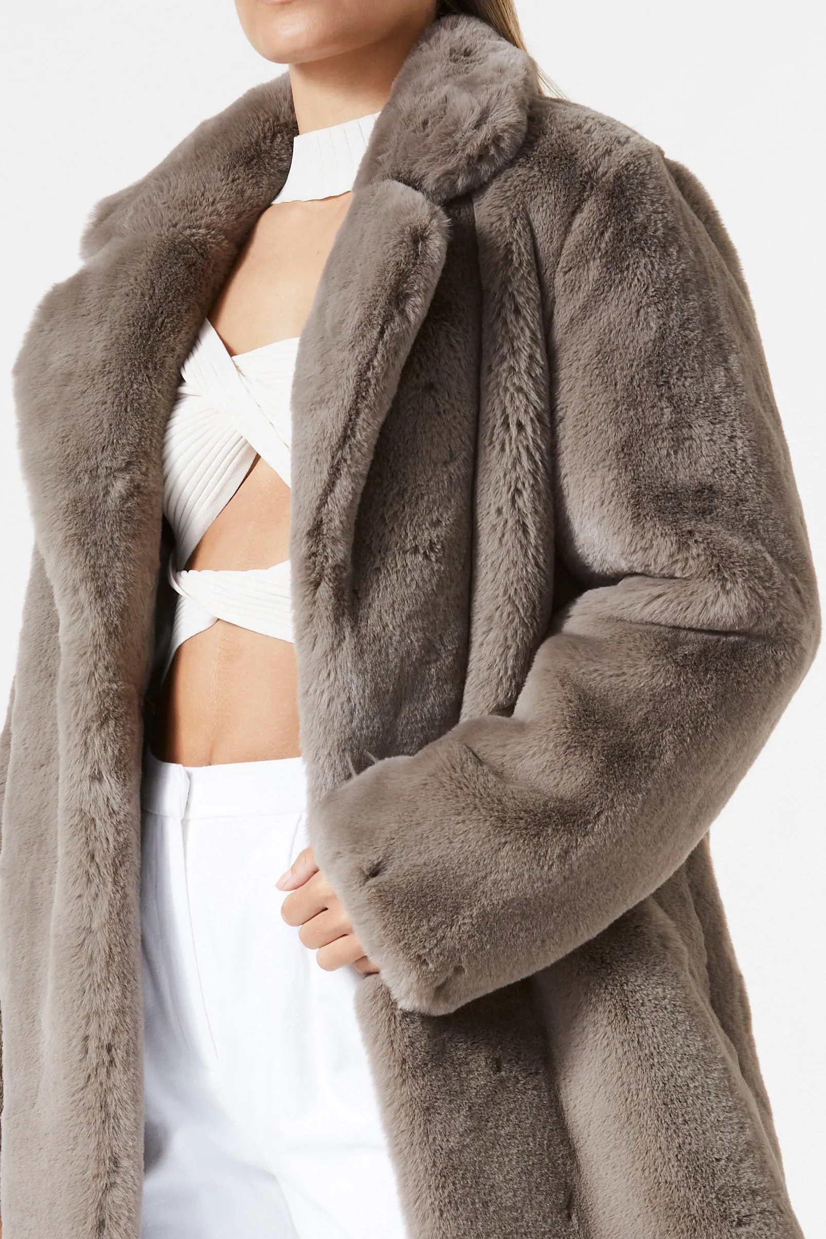 San Sloane Andromeda Faux Fur Jacket Ash