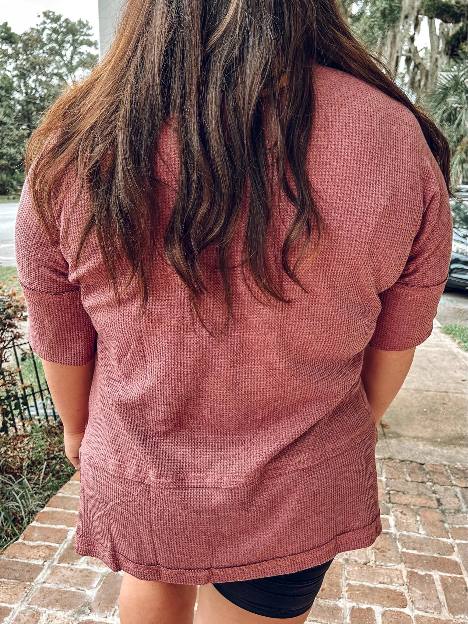 Waffle Knit Plus Top | Mauve